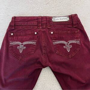 Rock Revival Liz Skinny Stretchy Burgundy Jeans Size 27